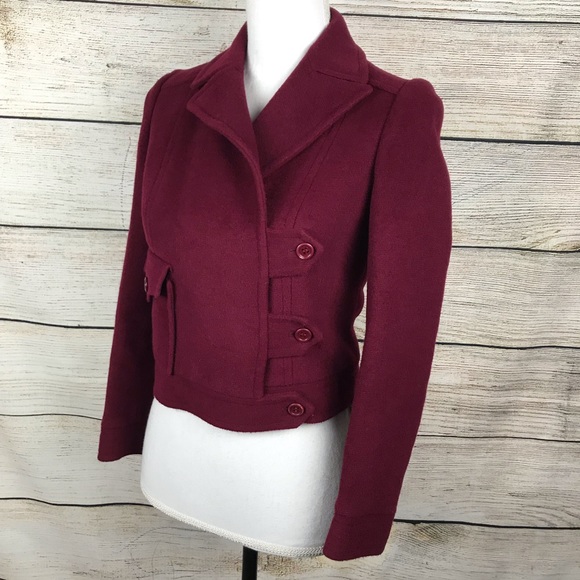 Veneziano Madison Ave vintage jacket cropped wool maroon lined rare